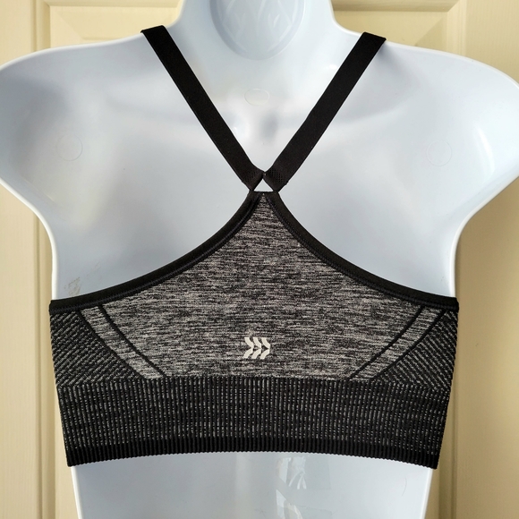 All In Motion Sports Bra Size S Black Gray Adjustable Straps Removable Padding - Picture 4 of 13